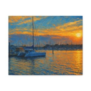 South Shore Harbour Marina in League City, Texas – Sunset Canvas Wall Art