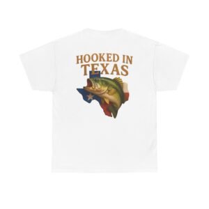 Hooked in Texas Bass Fishing Unisex Heavy Cotton Tee